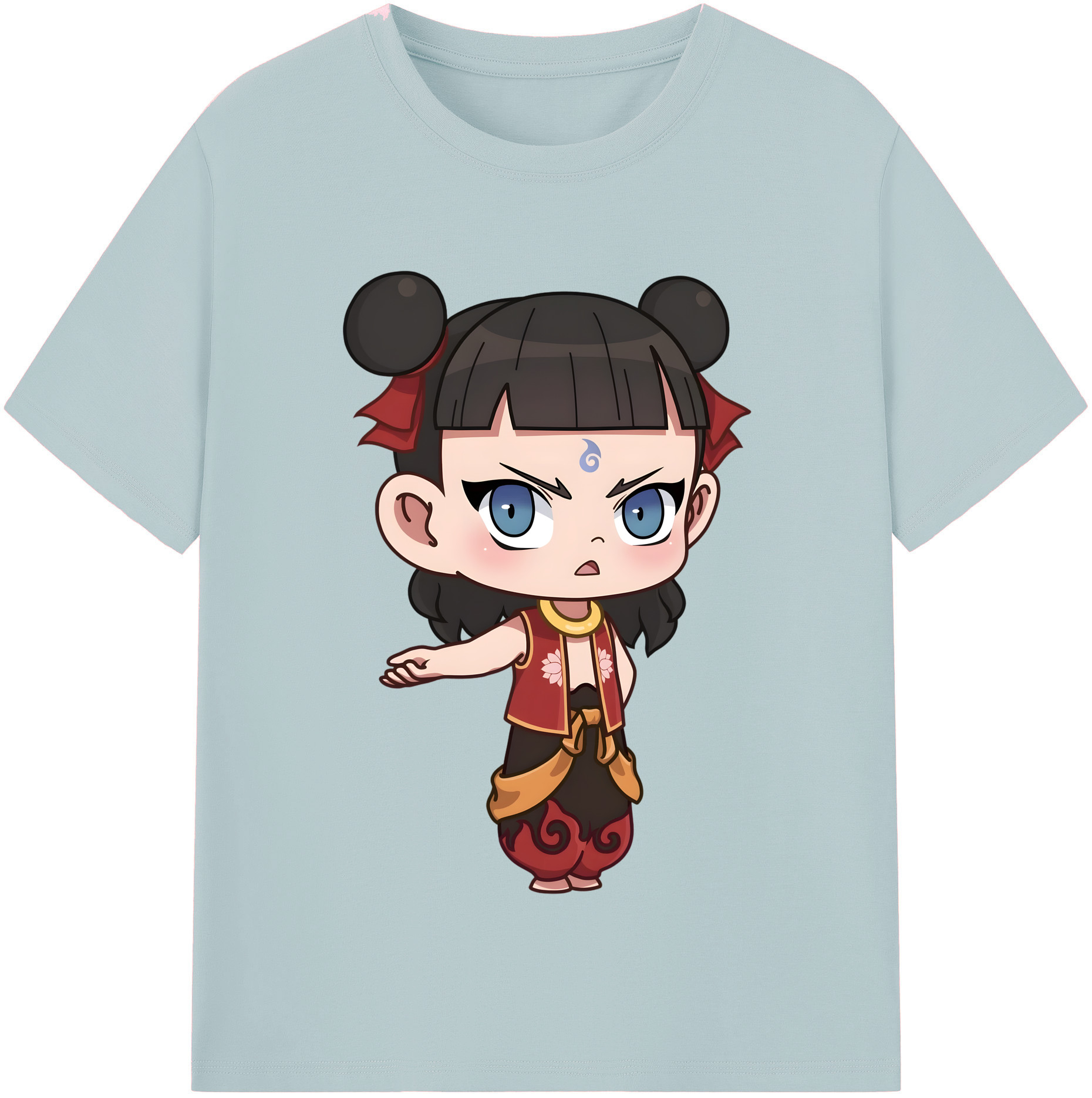 （画像用） Ne Zha 2 ナタ 魔童の大暴れ 綿100％半袖Tシャツ（フロントプリント）